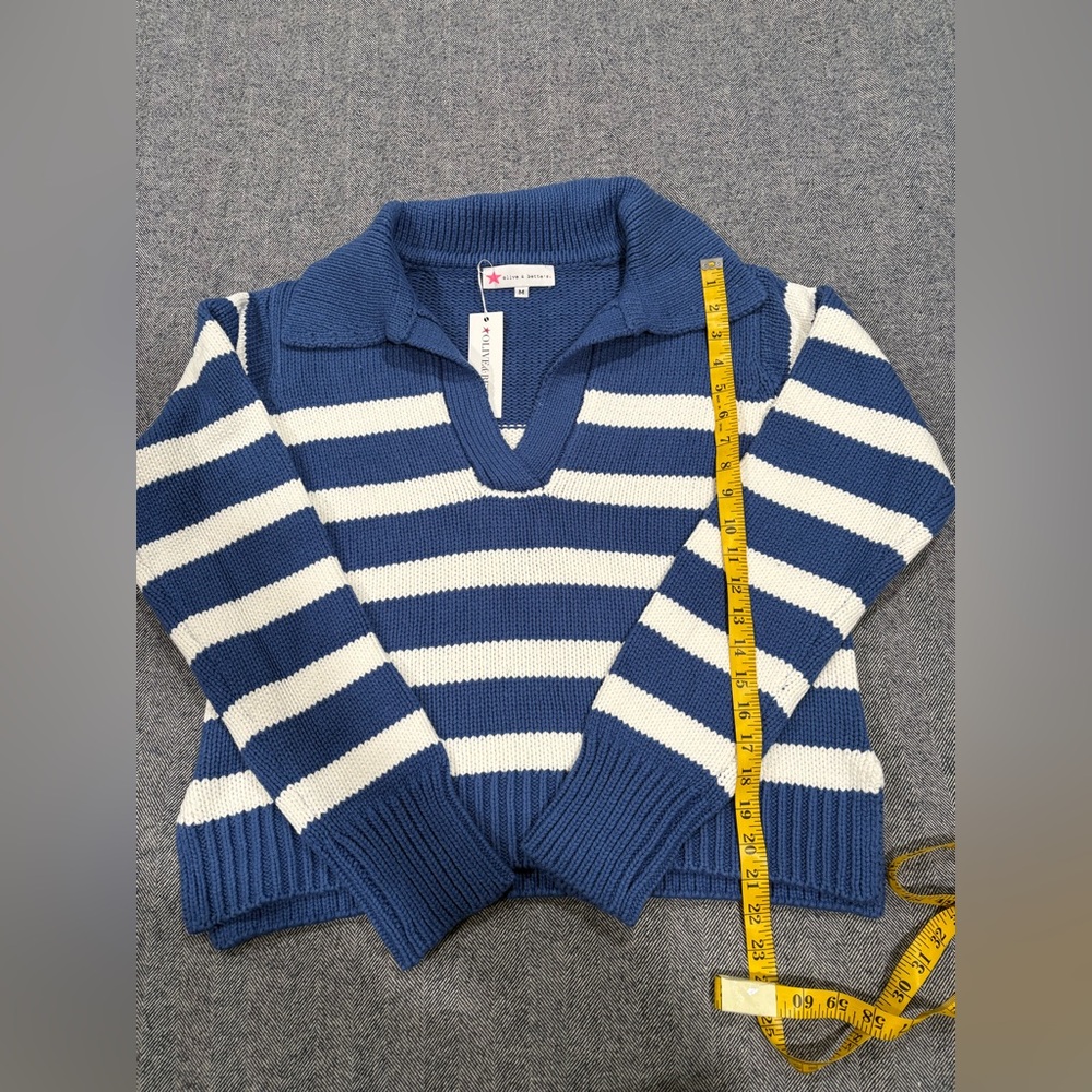 Olive & Bette’s Road G - Hayley Stripe Pullover | Blue/Cream | size M - Picture 4 of 9